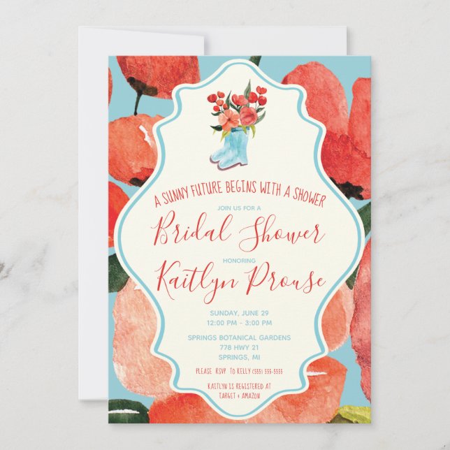 Eine sonnige Zukunft beginnt mit einer Dusche!  Re Einladung (Vorderseite)