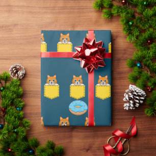 Eine spähende Katze und ein blauer Donut Geschenkpapier