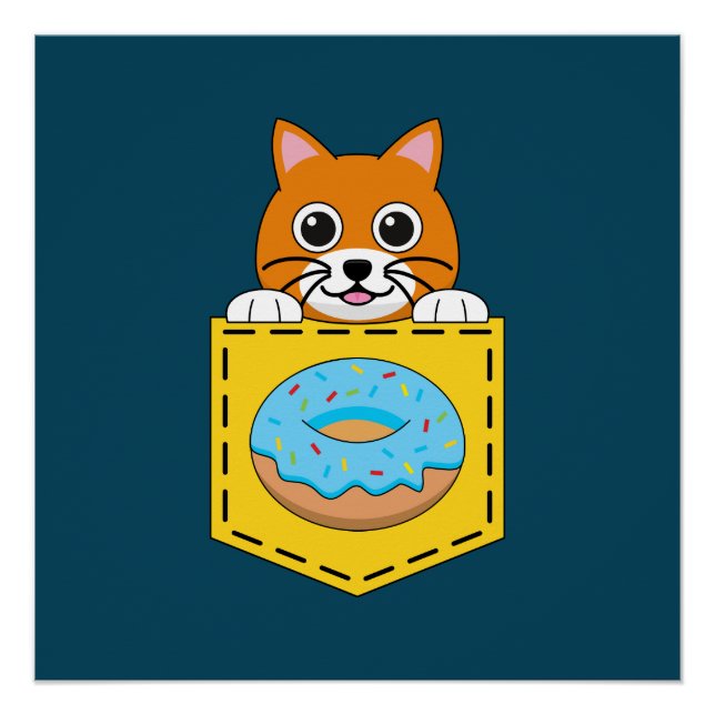 Eine spähende Katze und ein blauer Donut Poster (Vorderseite)