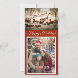 Eine Spill-out-Fotokarte auf der Schneeschweihnach Feiertagskarte