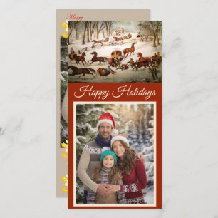 Eine Spill-out-Fotokarte auf der Schneeschweihnach Feiertagskarte