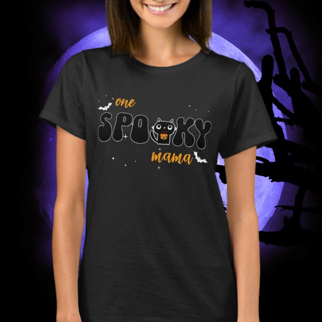 Eine Spooky Mama jede Person mit Halloween Cat T-Shirt (Von Creator hochgeladen)