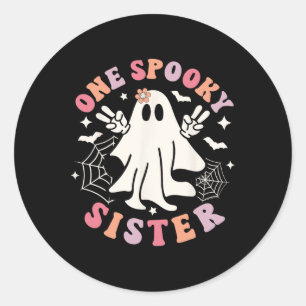 Eine Spooky Schwester Ghost Spooky Retro Familie H Runder Aufkleber