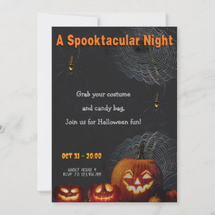 Eine spuknacht   Kürbisse & Halloween-Spinnen Einladung