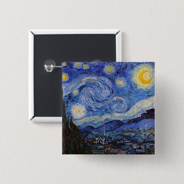 Eine Starry Night: Saint Remy von Vincent Van Gogh Button (Vorne & Hinten)