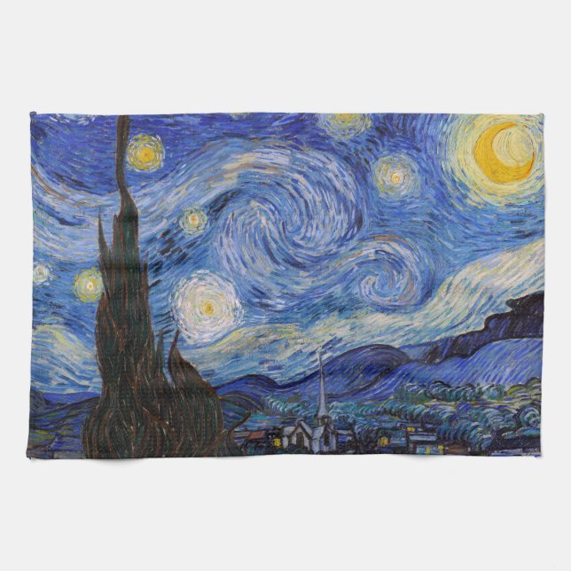Eine Starry Night: Saint Remy von Vincent Van Gogh Geschirrtuch (Horizontal)