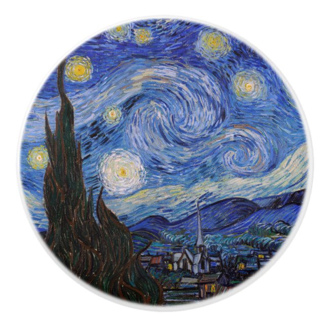Eine Starry Night: Saint Remy von Vincent Van Gogh Keramikknauf (Vorderseite)
