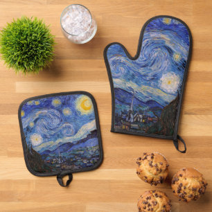 Eine Starry Night: Saint Remy von Vincent Van Gogh Ofenhandschuh & Topflappen-Set