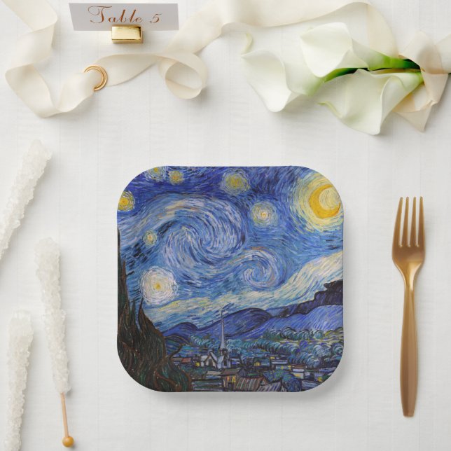 Eine Starry Night: Saint Remy von Vincent Van Gogh Pappteller (Hochzeit)