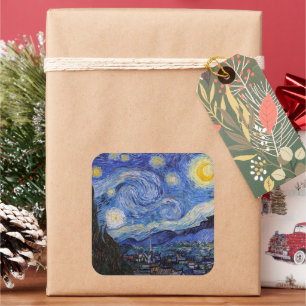 Eine Starry Night: Saint Remy von Vincent Van Gogh Quadratischer Aufkleber