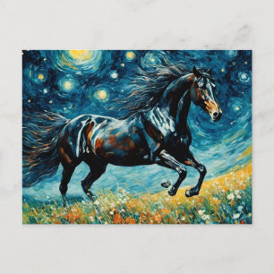 Eine Starry Night Van Gogh Horse Postcard Postkarte
