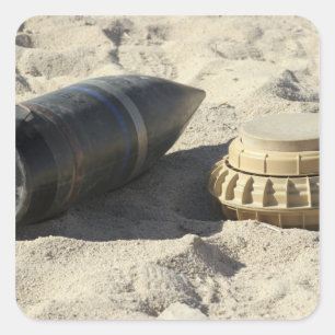 Eine statische Anzeige einer umgerechneten Muschel Quadratischer Aufkleber