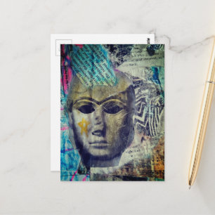 Eine steinerne Damen-Gesicht Abstract Mixed Media  Postkarte