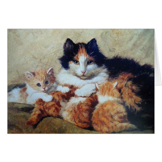 Eine stolze Mutter - eine Katze mit ihren gelben (Vorderseite (Horizontal))