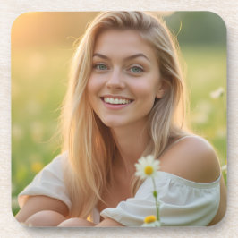 Eine strahlende Helena Chevalier in blühender Wies Getränkeuntersetzer