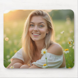 Eine strahlende Helena Chevalier in blühender Wies Mousepad