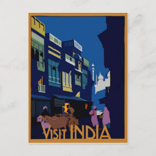 Eine Straße bei Mondlicht. Besuchen Sie Indien Postkarte