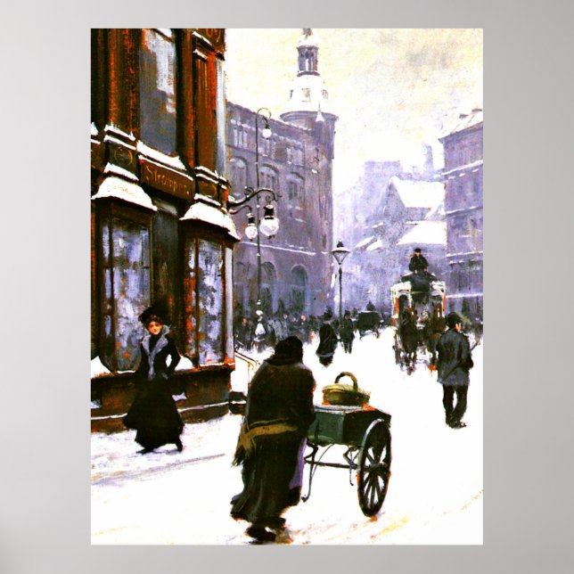 Eine Straße im Winter, Kopenhagen Poster (Vorne)