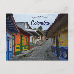 Eine Straße in Guatape Kolumbien Postkarte