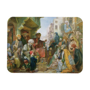 Eine Straße in Kairo (w/c auf Papier) Magnet