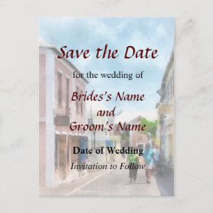 Eine Straße in St. George Bermuda Save the Date Ankündigungspostkarte