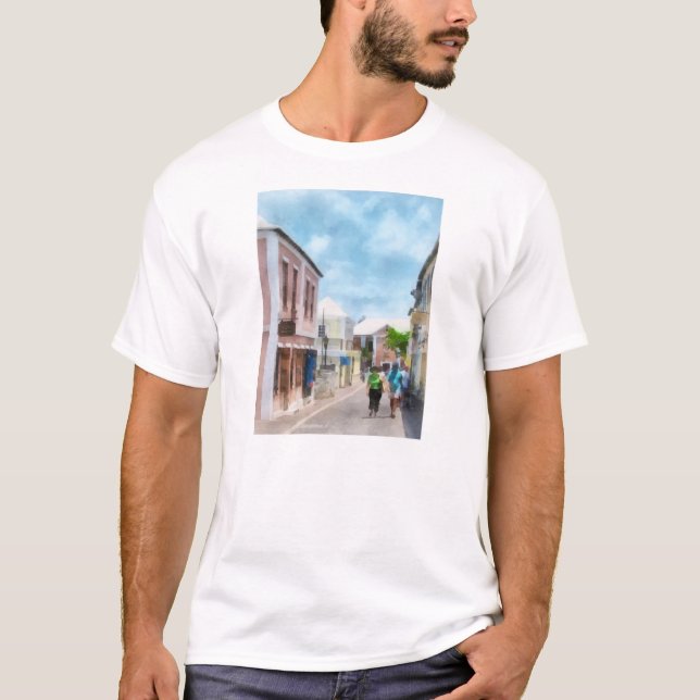 Eine Straße in St George Bermuda T-Shirt (Vorderseite)
