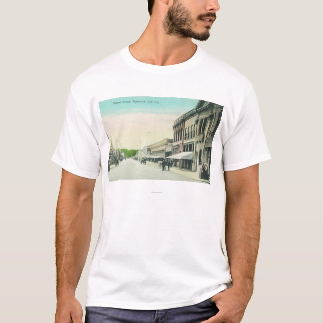 Eine Straße SceneRedwood Stadt, CA T-Shirt (Vorderseite)