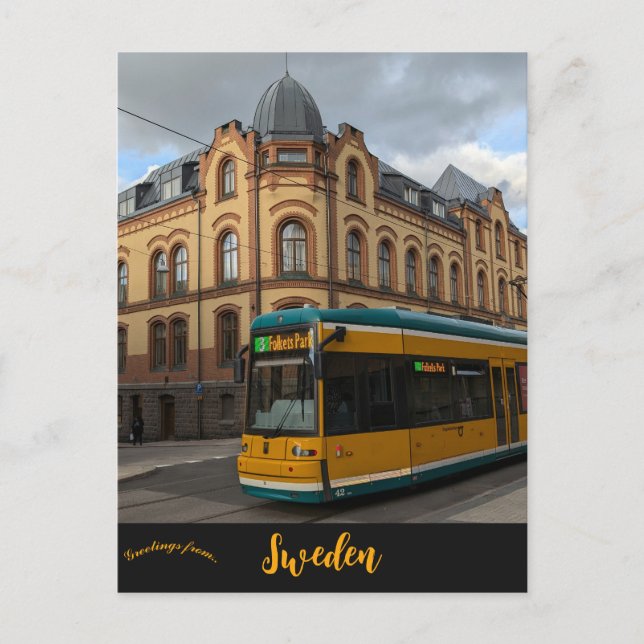 Eine Straßenbahn in Norrköping (Schweden) Postkarte (Vorderseite)