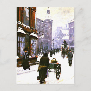 Eine Straßenszene im Winter, Kopenhagen Postkarte