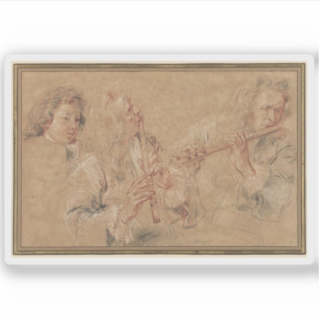 Eine Studie eines Flutisten und des Leiters eines  Aufkleber (Vorderseite)