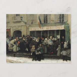 Eine Suppe Küche während der Belagerung von Paris Postkarte