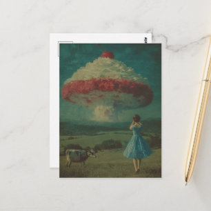 Eine surrealistische Explosion eines geschlagenen Postkarte