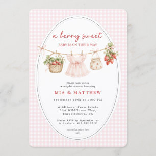 Eine süße Baby-Erdbeer-Babyparty für Paare Einladung