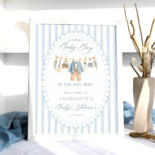 Eine süße Baby-Jungen-Kleidung Baby-Shower-Willkom Poster