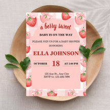 Eine süße Babyparty-Einladung mit Beeren