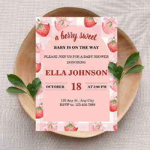 Eine süße Babyparty-Einladung mit Beeren Einladung