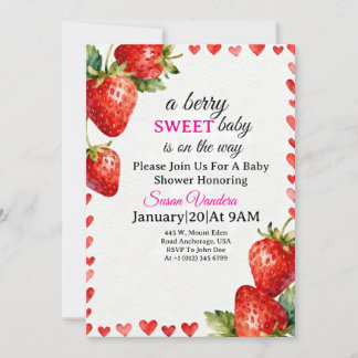 Eine süße Babyparty-Einladung mit Beeren-Motiv Einladung