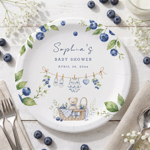 Eine süße Blaubeer-Baby-Kollektion Pappteller