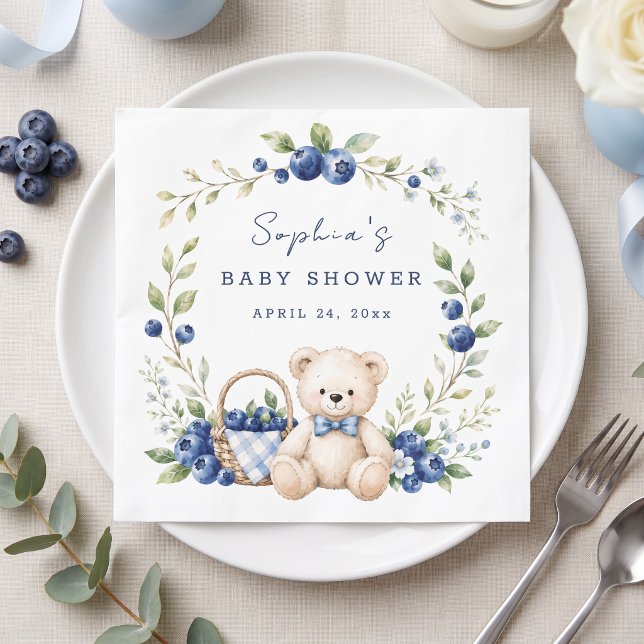 Eine süße Blaubeer-Kleinigkeit Serviette (A Berry Sweet Blueberry Cute Custom Napkins)