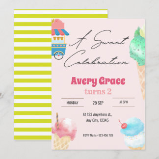 Eine süße Eiscreme Sommer Geburtstagsparty Einladu Einladung