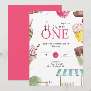 Eine süße Eiscreme zum Thema 1. Geburtstag Einladung