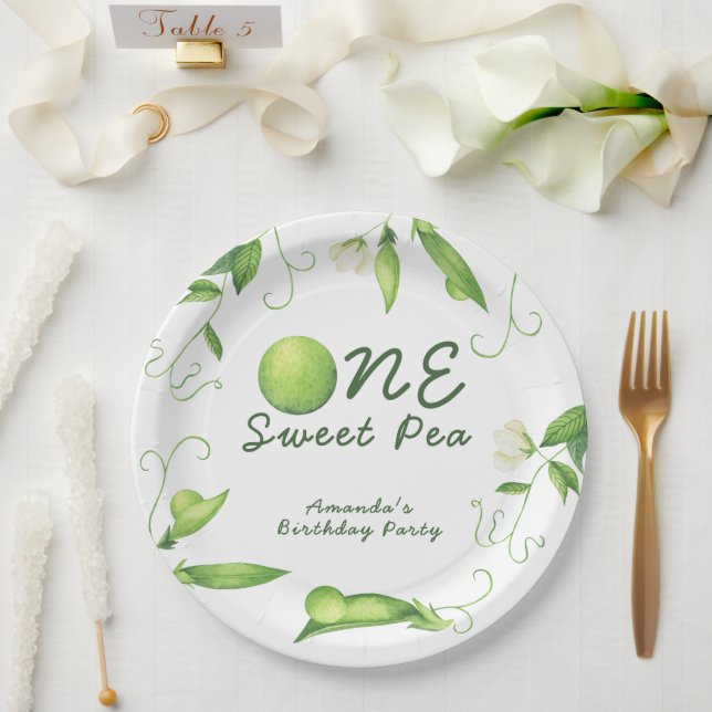 Eine Süße Erbse Erster Geburtstag Pappteller (Hochzeit)