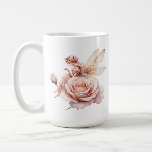 Eine süße Feen-Rosa-Tasse Kaffeetasse (Links)