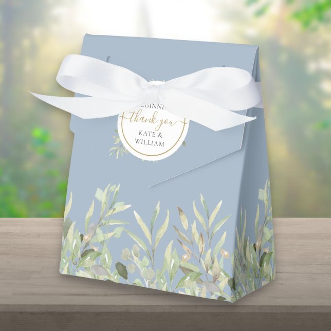Eine süße Grüne Hochzeit von Dusty Blue Geschenkschachtel (A Sweet Beginning Greenery Wedding Dusty Blue Favor Box)