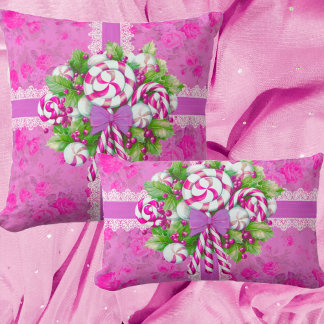 Eine süße Hütte Rosa und Lila Weihnachten Kissen