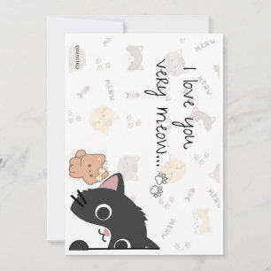 Eine süße Karte mit 'Ich liebe dich sehr Meow und 