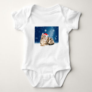 Eine süße Katze mit roter Santa-Mütze Weihnachtssc Baby Strampler