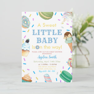 Eine süße kleine Baby Donut Blue Dessert Babydusch Einladung
