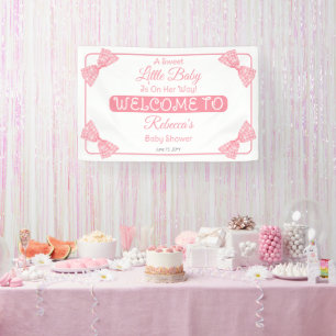 Eine süße kleine Baby Pink Bows Girl Baby Dusche Banner