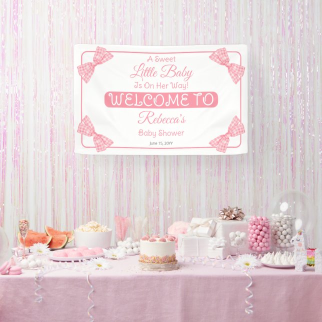 Eine süße kleine Baby Pink Bows Girl Baby Dusche Banner (Party)